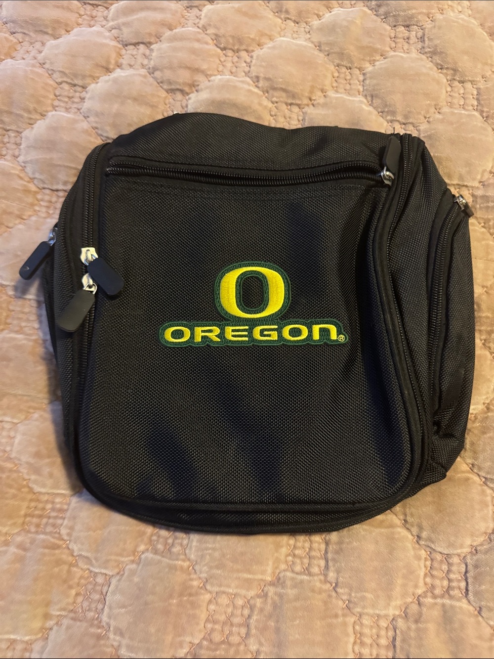 Embroidered Black University of Oregon Toiletries Bag
